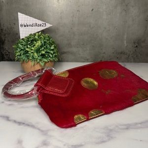 HOBO sable wristlet pouch gold leaf cowhide